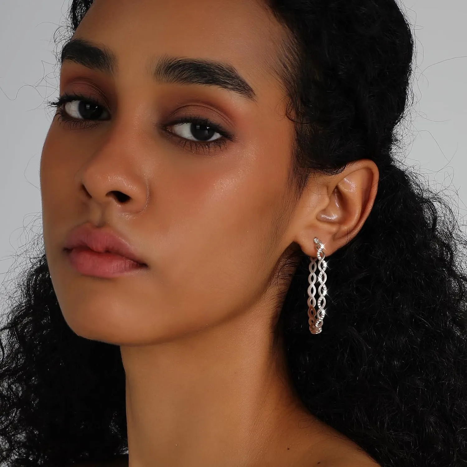Hoop Earrings for Women 925 Sterling Silver Earrings Hypoallergenic 14K Gold Plated Earrings Chunky Hoops Earring Huggie Hoop Earrings Rhinestone Earring Jewelry Gifts for Women (20/30/40/50/60MM)