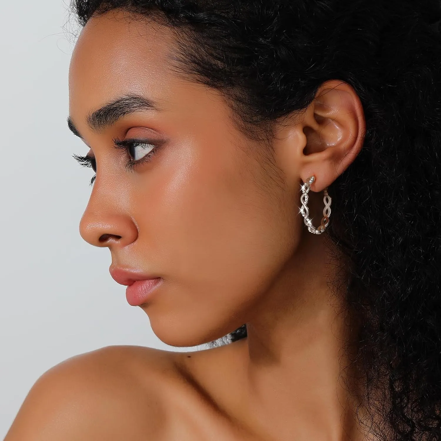 Hoop Earrings for Women 925 Sterling Silver Earrings Hypoallergenic 14K Gold Plated Earrings Chunky Hoops Earring Huggie Hoop Earrings Rhinestone Earring Jewelry Gifts for Women (20/30/40/50/60MM)