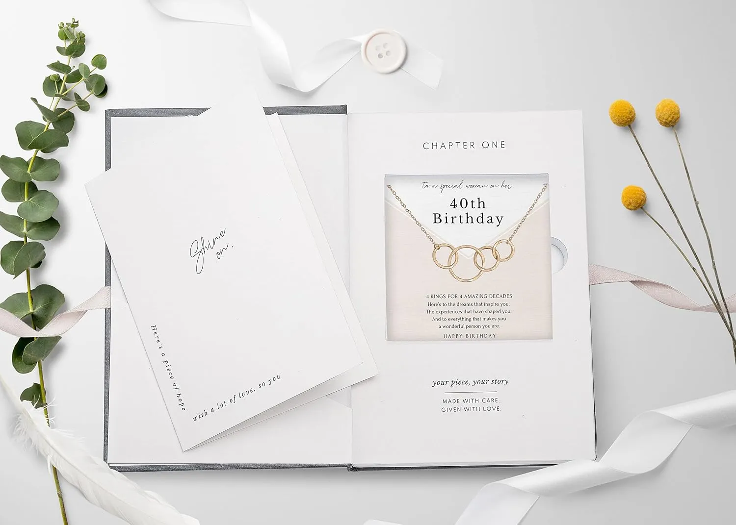 HOPE LOVE SHINE Birthday Necklace  Fashion Jewelry 16 2", 14K Gold Plated Sterling Silver with 3 Interlocking Rings, Hypoallergenic and Comfortable  A Thoughtful Choice for Birthday for Women