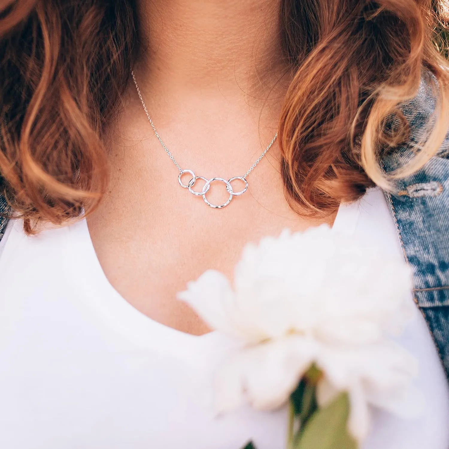 HOPE LOVE SHINE Birthday Necklace  Fashion Jewelry 16 2", 14K Gold Plated Sterling Silver with 3 Interlocking Rings, Hypoallergenic and Comfortable  A Thoughtful Choice for Birthday for Women