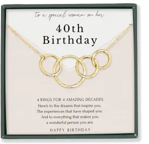 HOPE LOVE SHINE Birthday Necklace  Fashion Jewelry 16 2", 14K Gold Plated Sterling Silver with 3 Interlocking Rings, Hypoallergenic and Comfortable  A Thoughtful Choice for Birthday for Women