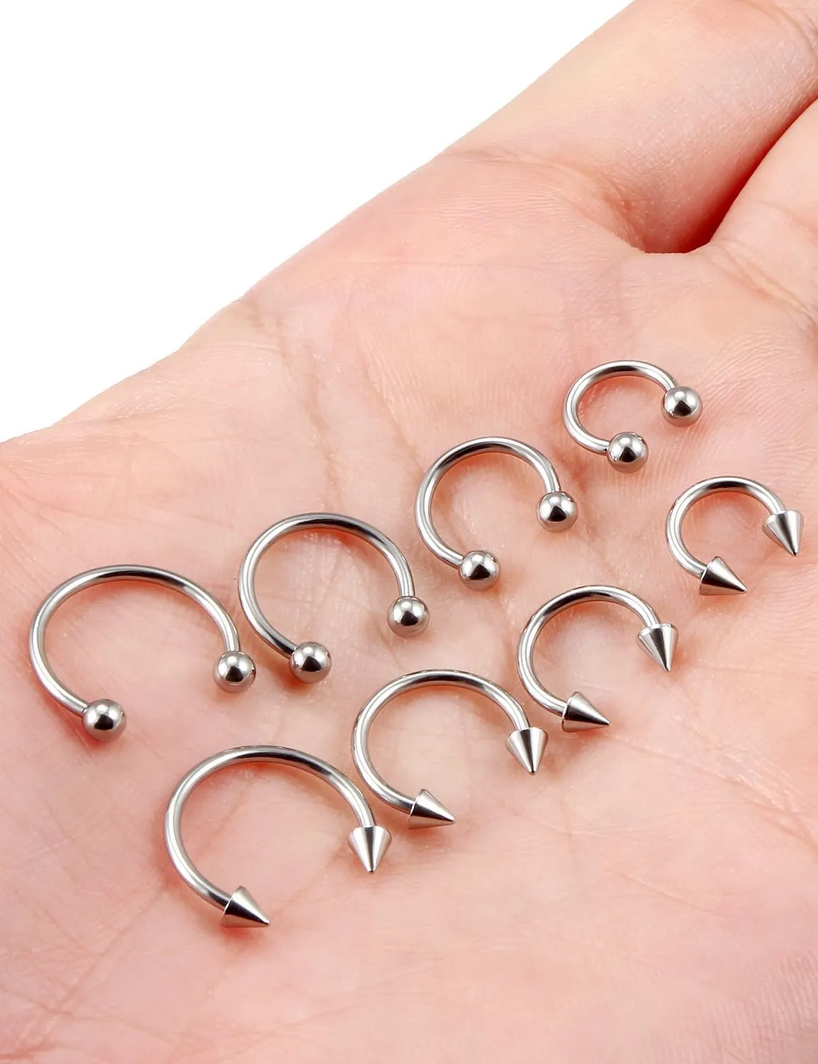 Horseshoe Nose Rings Surgical Steel 16G Nose Hoop Tragus Cartiage Earring Septum Jewelry Lip Rings Rook Conch Piercing Jewelry 6Mm 8Mm 10Mm 12Mm Silver Nose Piercing Hoops