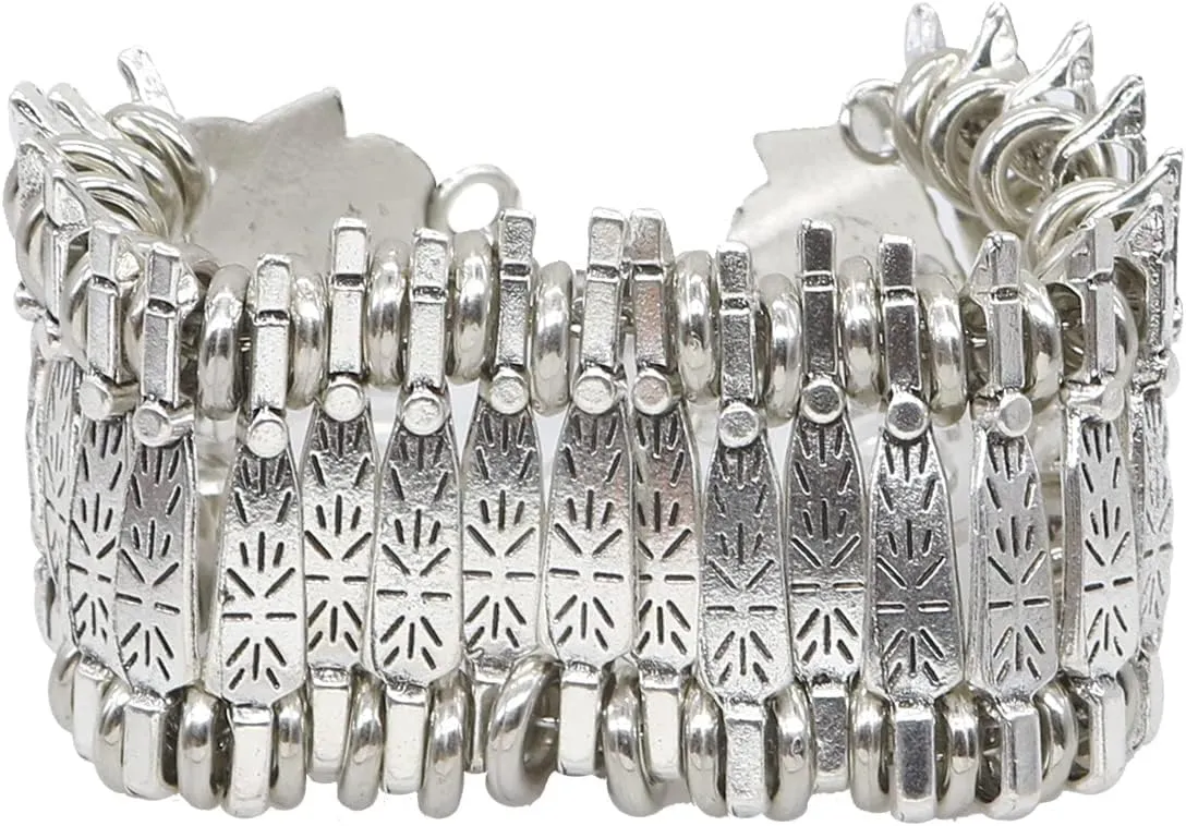 HSQYJ Bohemian Geometric Link Statement Bracelet Fashion elegant Shiny Sand Blast Wide Cuff Bracelets for Women Novelty Jewelry Accessories