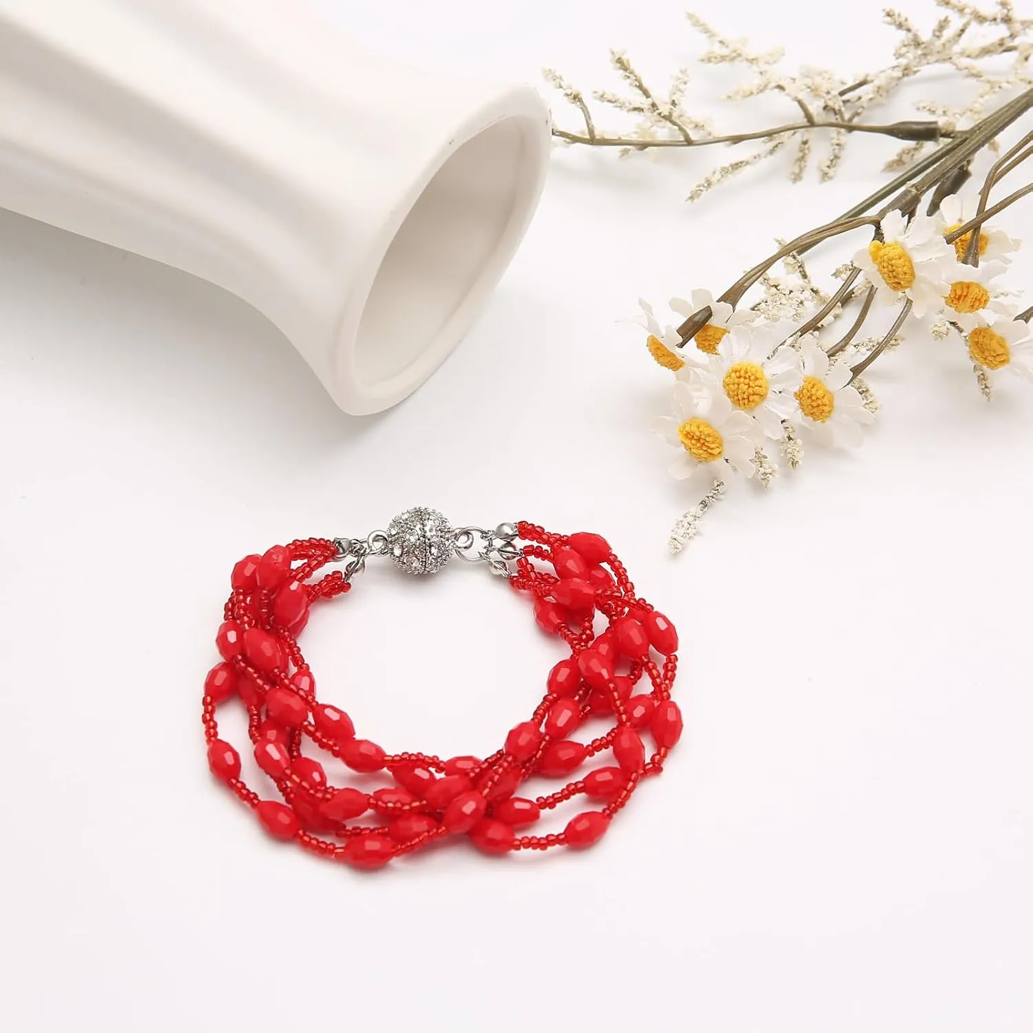 HZMAN Boho Beaded Bracelet for Women Dainty Retro Multi Strands Bohemian Bracelet Jewelry Gift