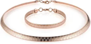 HZMAN Stainless Steel Omega Chain 8mm Solid 18 inch Necklace and 8.5 inch Bracelet Set