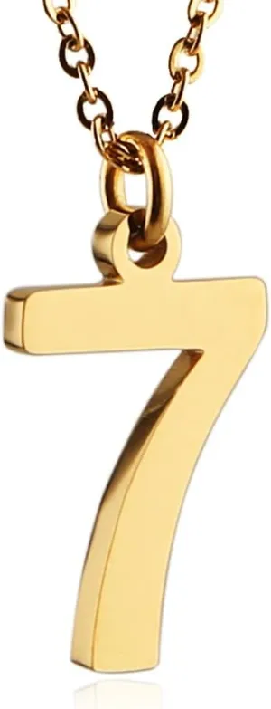 HZMAN Womens Stainless Steel Number 0-9 Charms Pendant Necklace 2 Colors Gold Silve