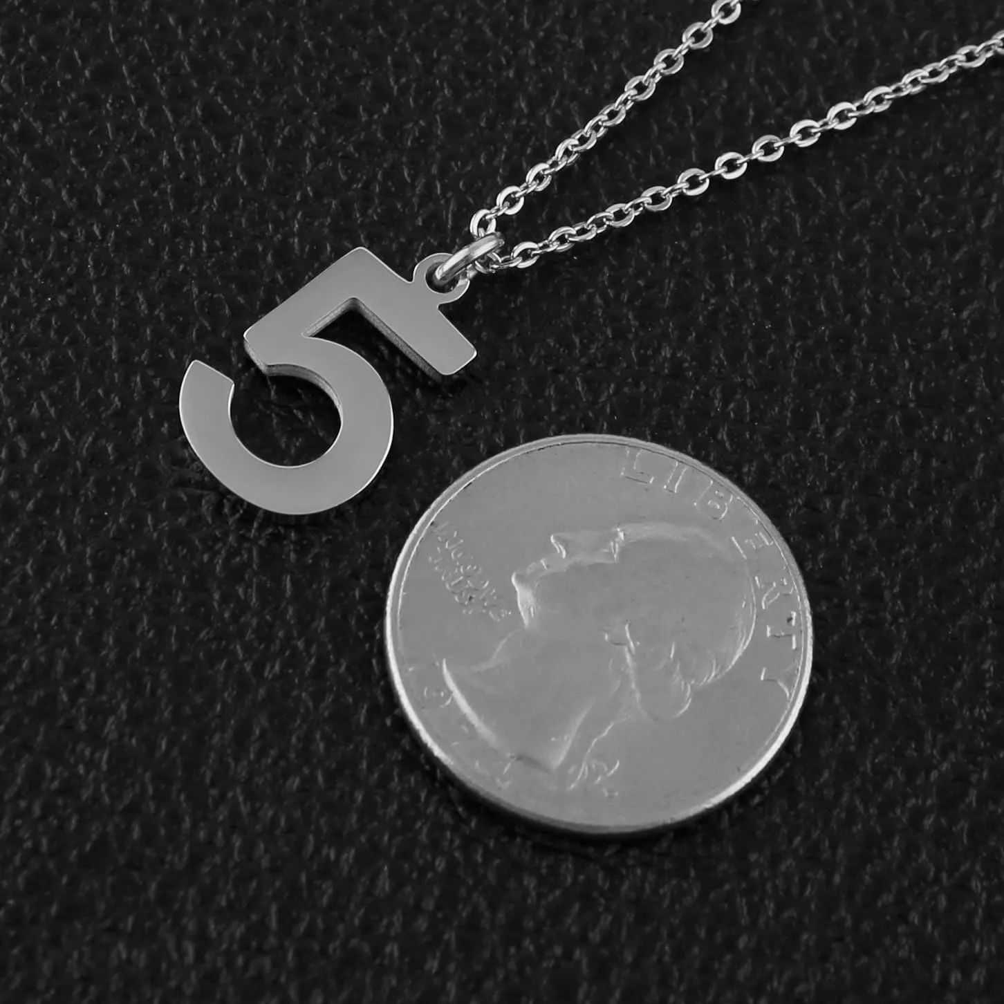 HZMAN Womens Stainless Steel Number 0-9 Charms Pendant Necklace 2 Colors Gold Silve