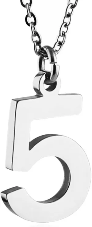 HZMAN Womens Stainless Steel Number 0-9 Charms Pendant Necklace 2 Colors Gold Silve