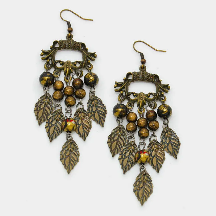 iLLASPARKZ Boho leaf chandelier earrings