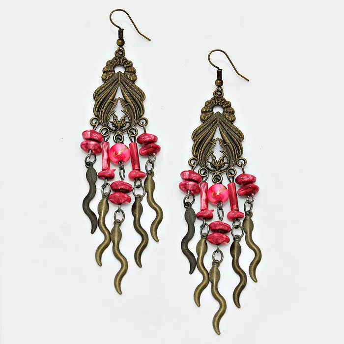 iLLASPARKZ Boho wavy fringe chandelier earrings