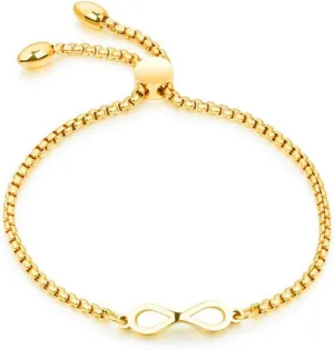 Infinity 8 Charm Link Bracelets for Women Adjustable Slide Chain Gold Silver Rose Gold Stainless Steel