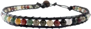 Infinityee888 Jasper Stone Ankle Bracelet 10 Inches Woven with Leather Cord Beautiful Handmade Hippie Bohemian Unisex Gift for Men and Women