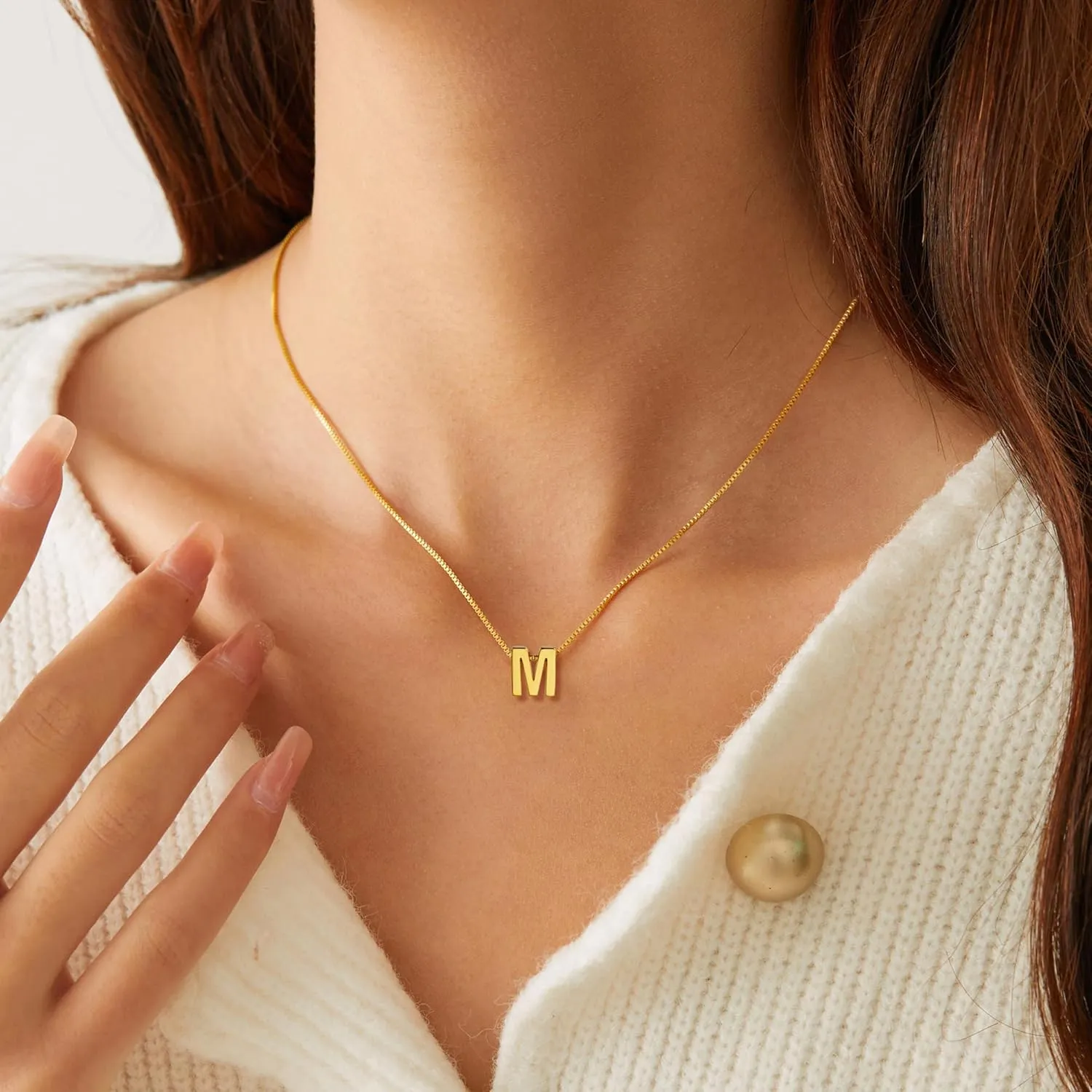 Initial Necklace for Women Girls - Dainty 18K Gold Plated Initial Letter Necklace Teen Girls Gifts Trendy Stuff Tiny A-Z Pendant Necklace Birthday Gifts 5 6 7 8 9 10 Years Old Girl