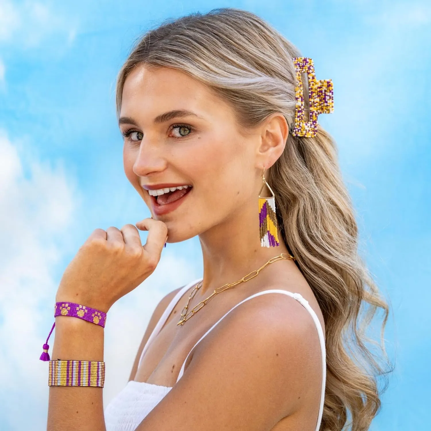 INK   ALLOY Beaded Boho Bracelets, Gabby Word Bracelet, Sliding Knot Wristband Friendship Bracelets, Handmade Jewelry for the Modern Bohemian, 5.25"-8.25" Adjustable Band, .5" W