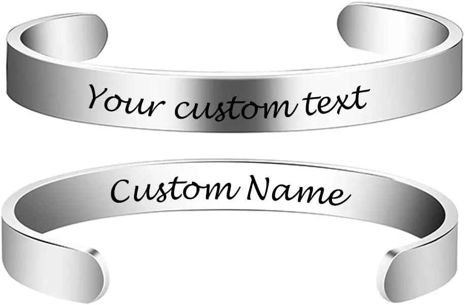 Inspirational Bracelets Custom Bracelet Stainless Steel Cuff Bangle Gifts for Women, Men s -Motivational Mantra Quote Inspirational Jewelry for Friendship Encouragement with Gift Box.