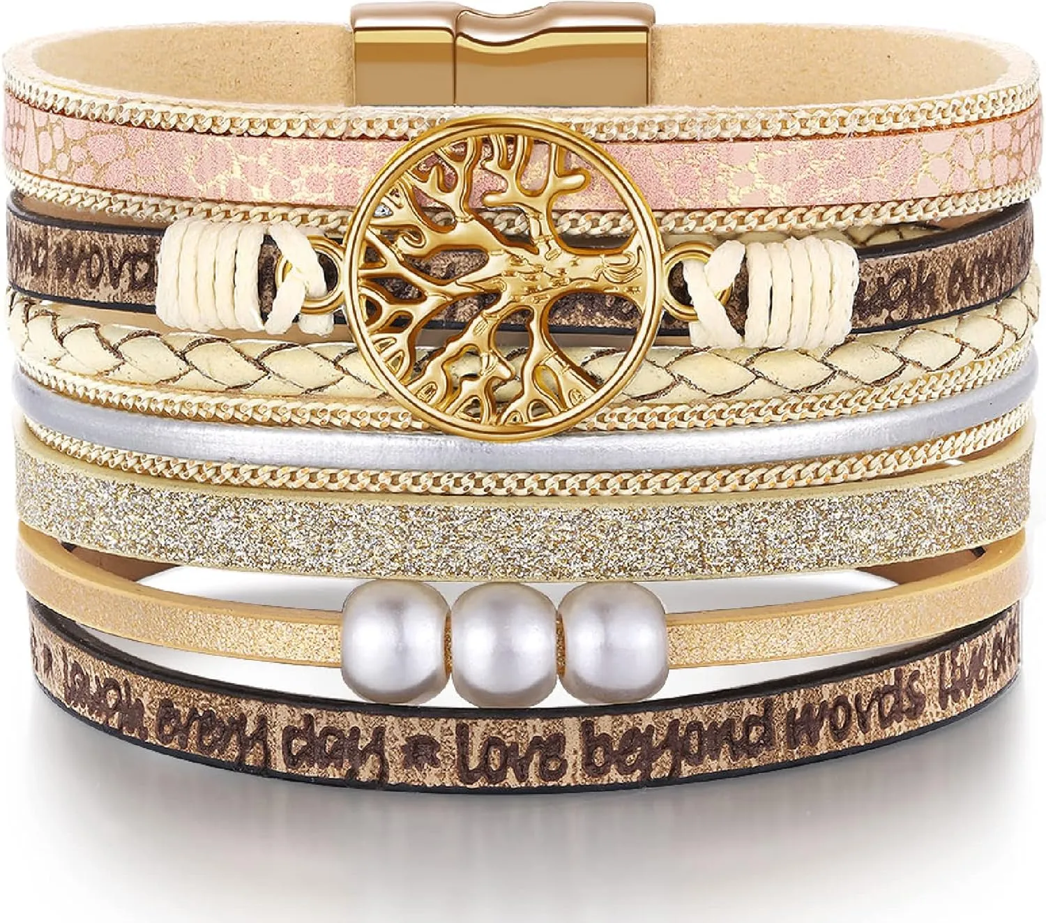 Inspirational Tree of Life Leather Bracelets for Women,Birthday Mothers Day Jewelry Gifts for Teen Girls