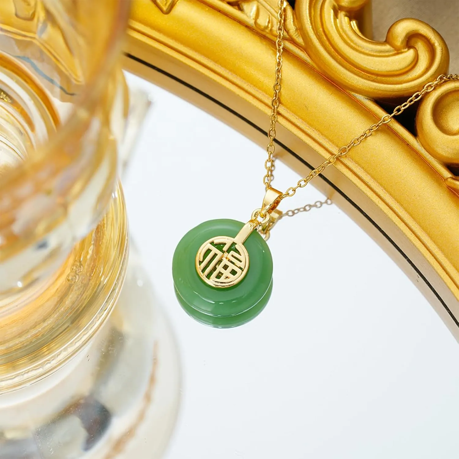 Jade Necklace for Women Buddha Jade Necklaces Green Crystal Necklace Lucky Buddha Jewelry Stocking Stuffers for Women Men