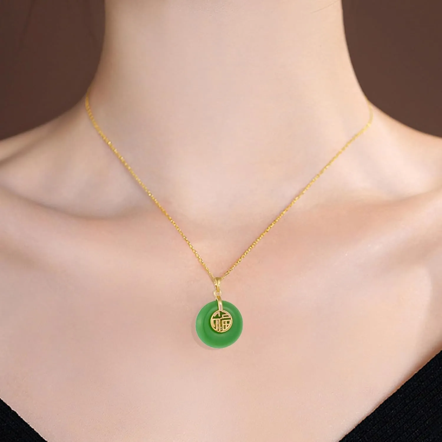 Jade Necklace for Women Buddha Jade Necklaces Green Crystal Necklace Lucky Buddha Jewelry Stocking Stuffers for Women Men