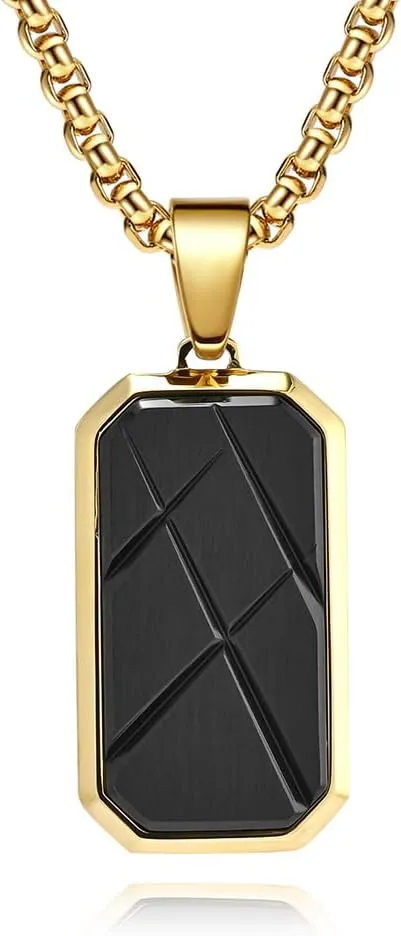 JAYUMO Mens Fashion Stainless Steel Military Cross Dog Tag Pendant Necklace Curb Chain 22-24 InchBlack, Silver