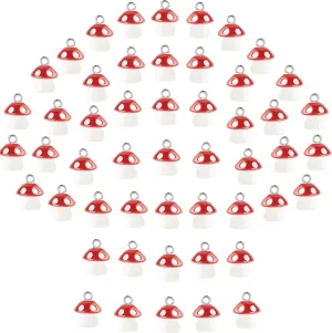 Jetec 50 Pieces Mushroom Resin Charm Pendant Mushroom Jewelry Finding Charm DIY Decor Making Resin for Women Bracelet Necklace Earrings Keychain Craft(Red)
