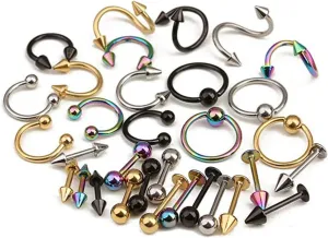 Jewelry Set 16pcs Stainless Steel Tongue Ring Mixed Piercing Jewellery for Women Fashionable Industrial Piercing