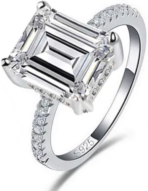 Jewelry Stunning Cubic Zirconia CZ Emerald Cut for Women Engagement Ring