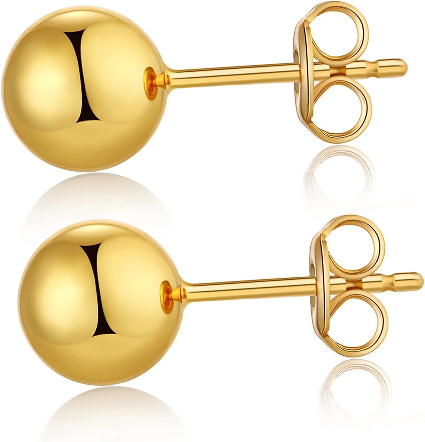 Jiamiaoi 18K White Gold Plated Polished Ball Stud Earrings Hypoallergenic Nickel Free Earrings 925 Sterling Silver Ball Earrings Simple Earrings Round Stud Earrings for Men Women