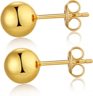 Jiamiaoi 18K White Gold Plated Polished Ball Stud Earrings Hypoallergenic Nickel Free Earrings 925 Sterling Silver Ball Earrings Simple Earrings Round Stud Earrings for Men Women