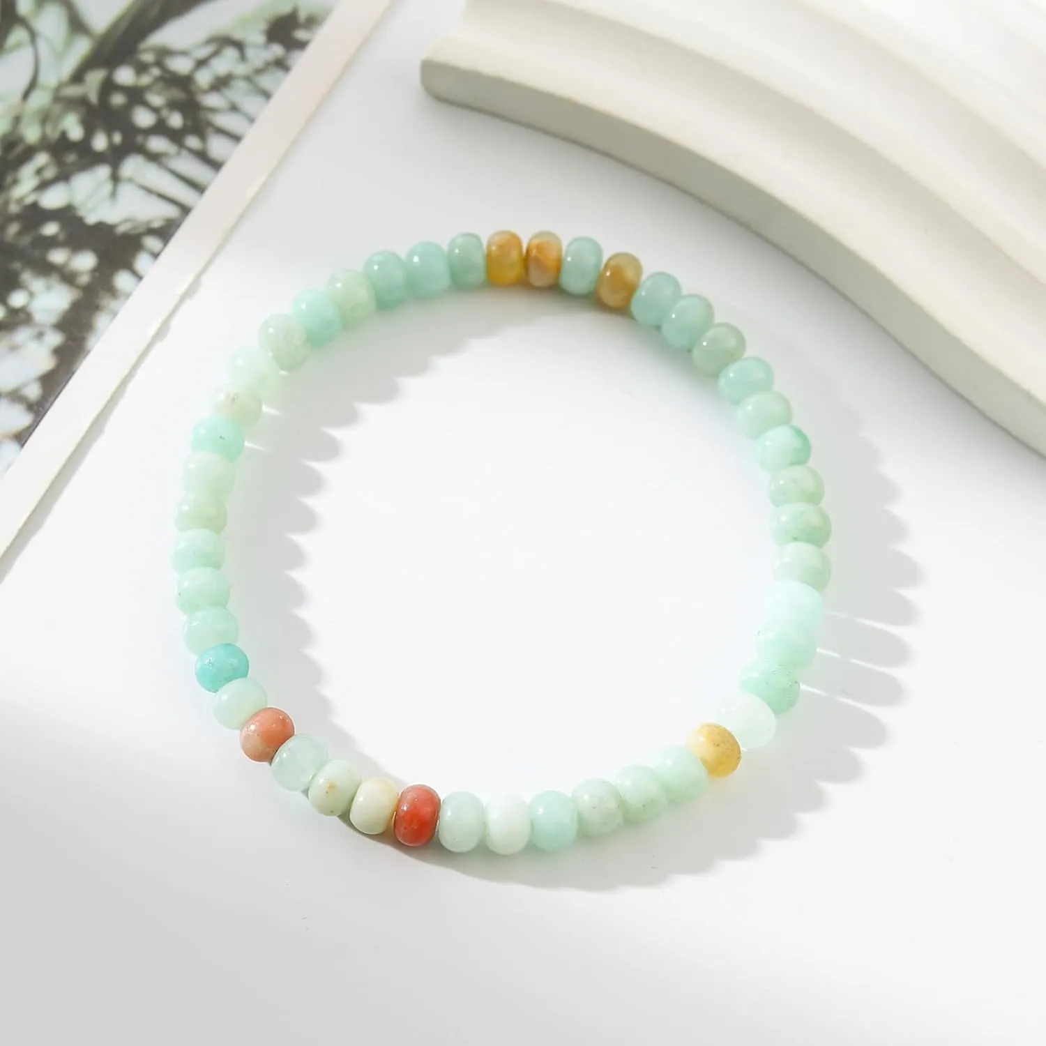 Jinxiuge Elastic Stone Beaded Bracelet for Women Handmade Beach Boho Beads Ankle Bracelet Jewelry for Birthday Party Gift for Her