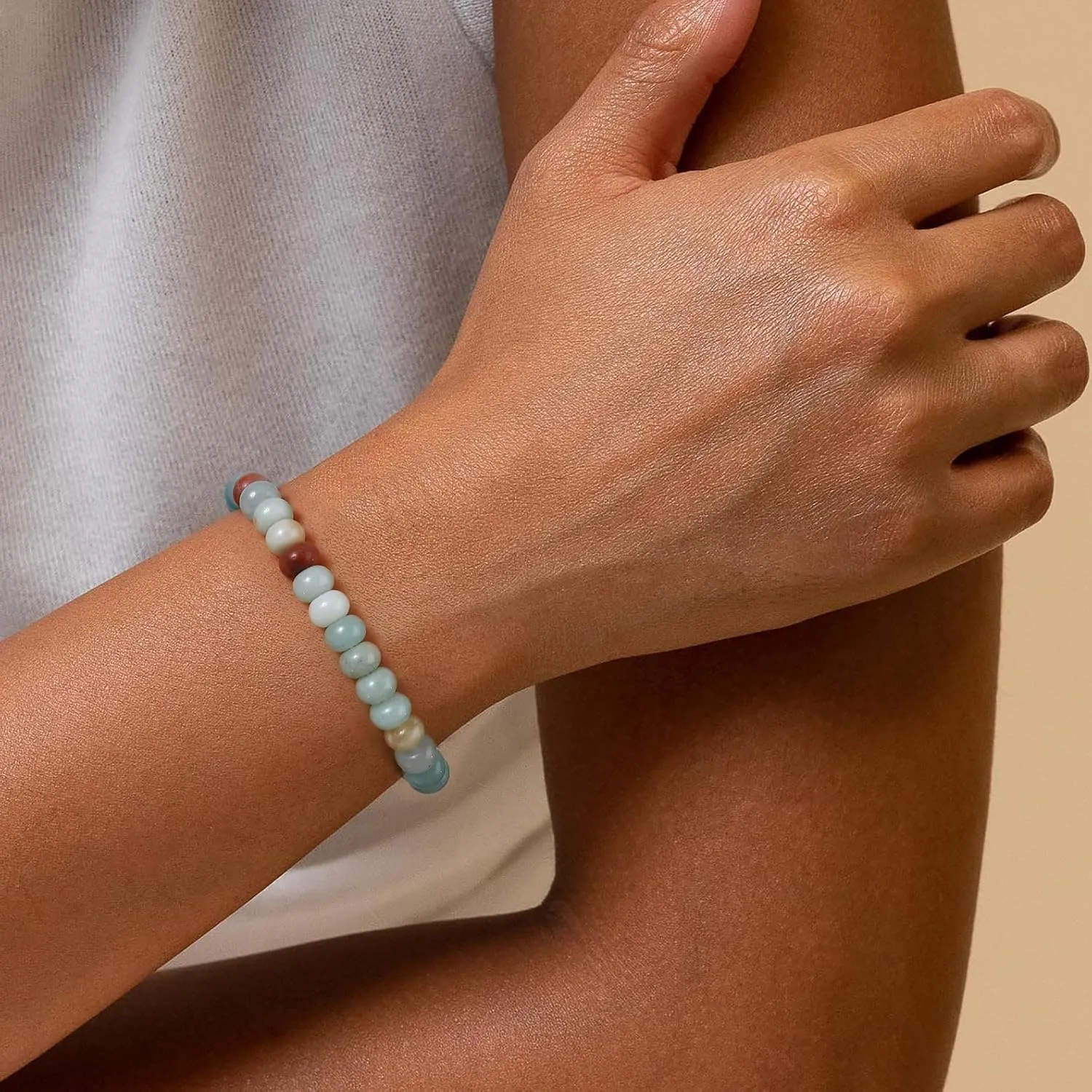 Jinxiuge Elastic Stone Beaded Bracelet for Women Handmade Beach Boho Beads Ankle Bracelet Jewelry for Birthday Party Gift for Her
