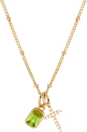 Josephine Cross Birthstone Necklace - Hypoallergenic 14K Gold Plated Brass with Sparkling Cubic Zirconia Stones - August Birthstone - Women's Necklaces - Gifts for Mom