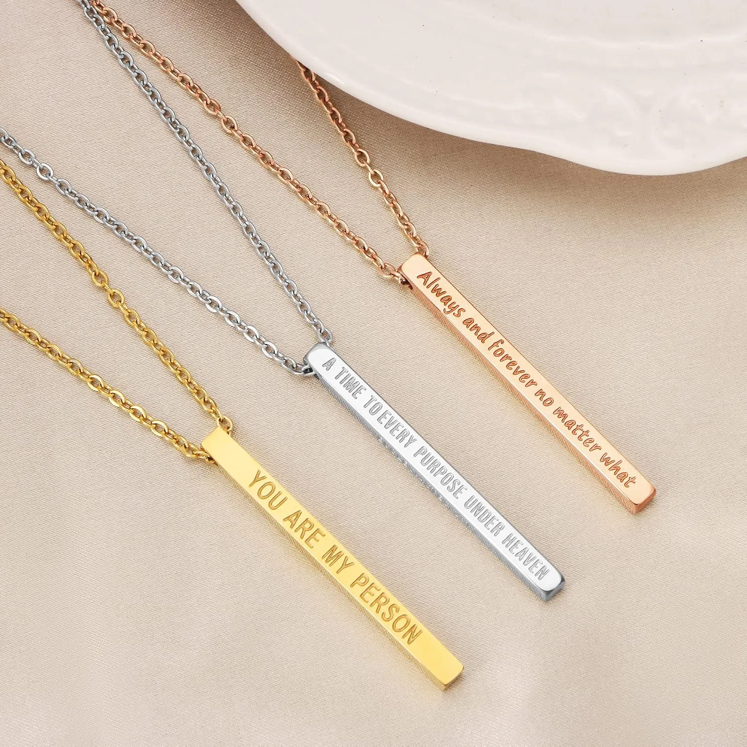 JoycuFF Friendship Necklace Jewelry for Friends Women Inspirational Vertical Bar Pendants Jewellery Gift for Teen Girls