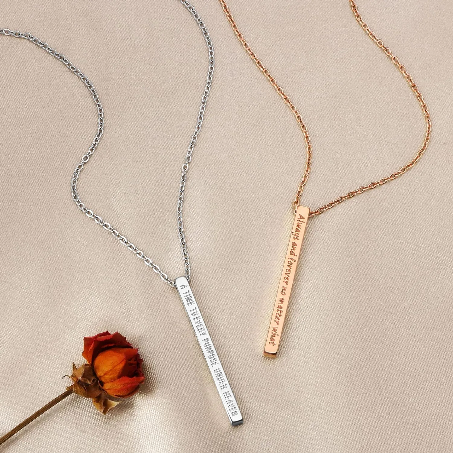 JoycuFF Friendship Necklace Jewelry for Friends Women Inspirational Vertical Bar Pendants Jewellery Gift for Teen Girls