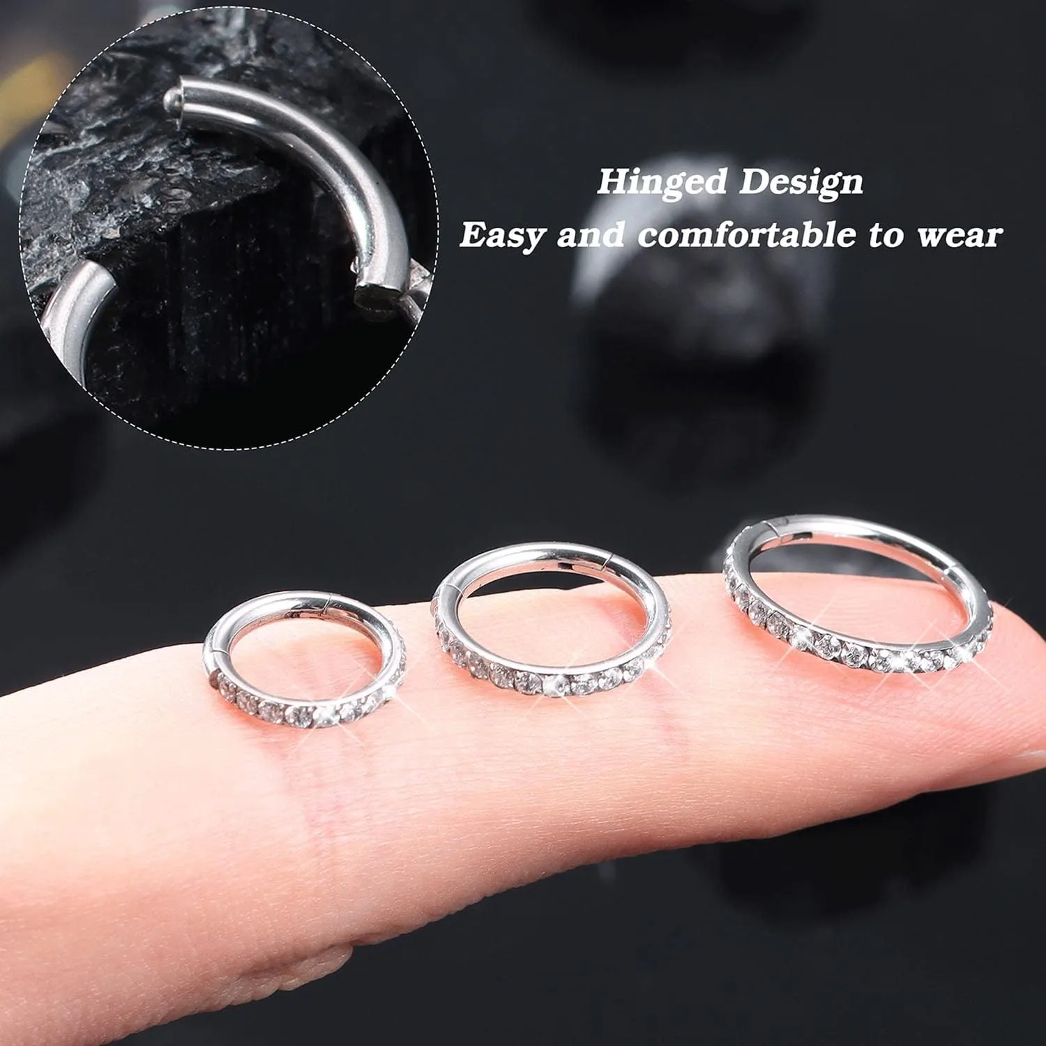 Jstyle 14G Belly Button Ring 316L Surgical Steel Belly Rings Hoop for Women Clear CZ Opal Clicker Hoop Belly Button Rings Gold Silver Small Navel Belly Body Piercing Jewelry 8mm 10mm 12mm