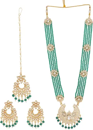 Jwellmart Indian Ethnic Traditional Gold Plated Faux Pearl CZ Stone Rani Haar Necklace Earrings Jewelry Set for Women