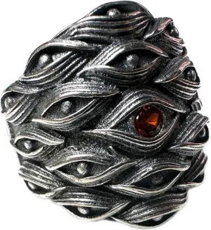 JWM Men's Rings Silver Plated Brass Rings for Men Women Adjustable Open Rings, Exquisite Packaging (039-Japanese Demon Eyes ring)