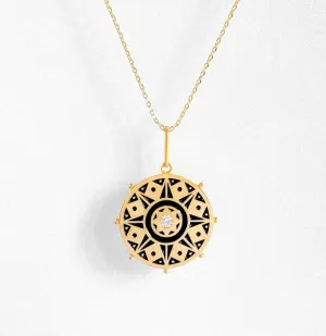 Karmic Wheel Necklace Onyx