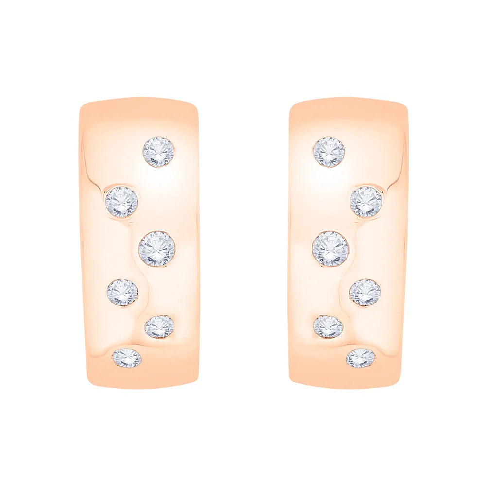 KATARINA 1/4 cttw Bezel Set Diamond Huggie Earrings