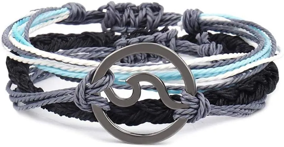 kelistom Handmade Wave Braided Wax Rope Adjustable Strand Bracelet Set Waterproof Charm Stretch Knot String Thread Bracelets Simple Life PursuitFriendship Jewelry