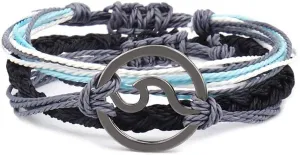 kelistom Handmade Wave Braided Wax Rope Adjustable Strand Bracelet Set Waterproof Charm Stretch Knot String Thread Bracelets Simple Life PursuitFriendship Jewelry