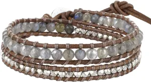 KELITCH Leather Wrap Bracelet Created-Labradorite Mixed Beaded Bracelet Friendship Bracelets New Bangles