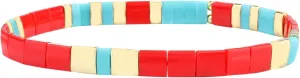 KELITCH Women Gold Tila Beads Bracelet Stretch Strand Bracelets Handmade Jewerly