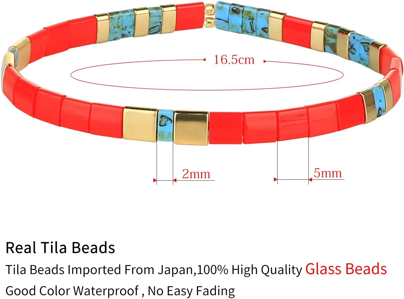 KELITCH Women Gold Tila Beads Bracelet Stretch Strand Bracelets Handmade Jewerly