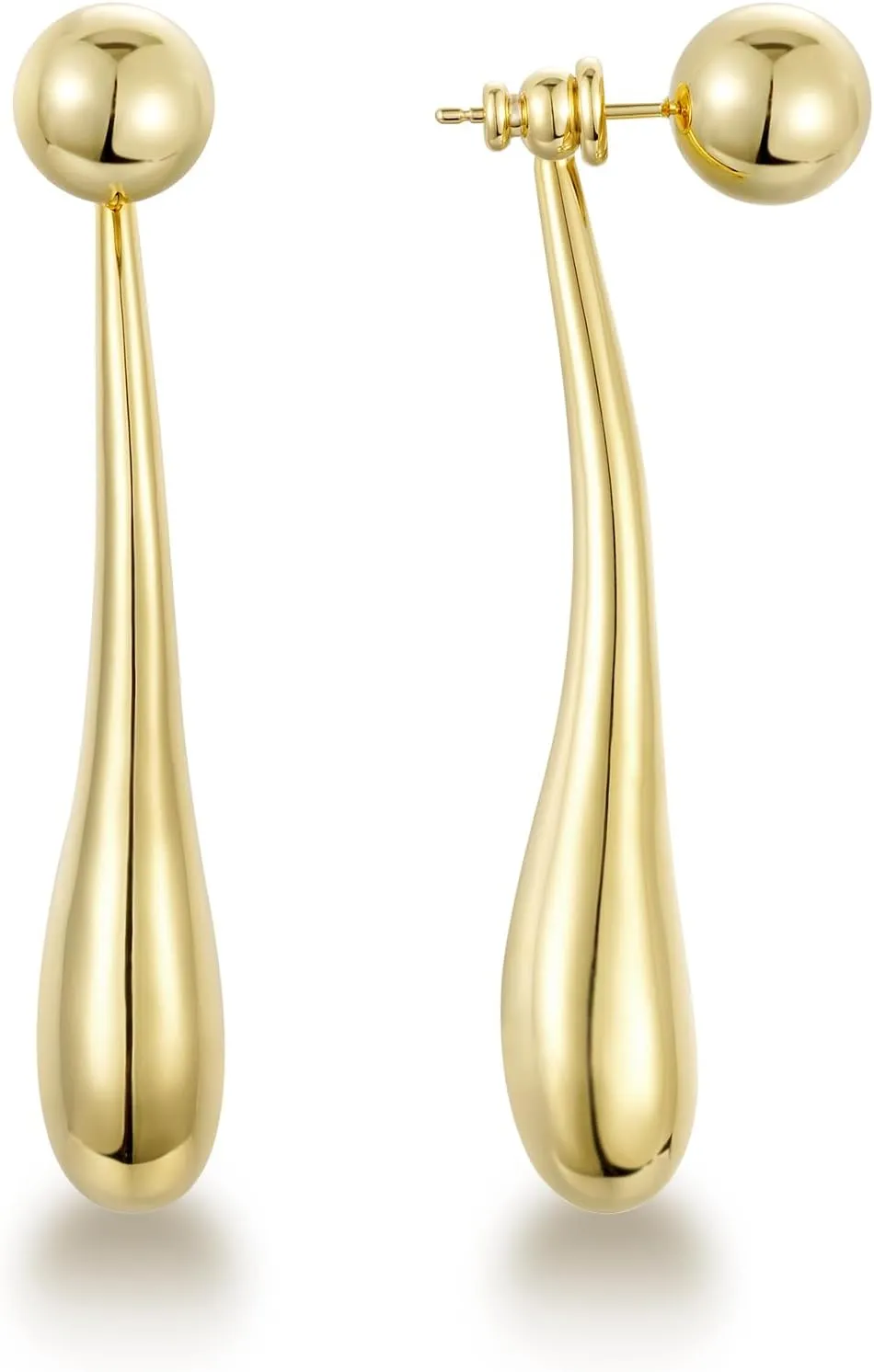 KissYan Gold Dangle Earrings, 14K Gold Chunky Hoops Dangle Drop Long Paper Clip Chain Ball Beaded Earrings for Women, Sterling Silver Post Dainty Jewelry Gifts