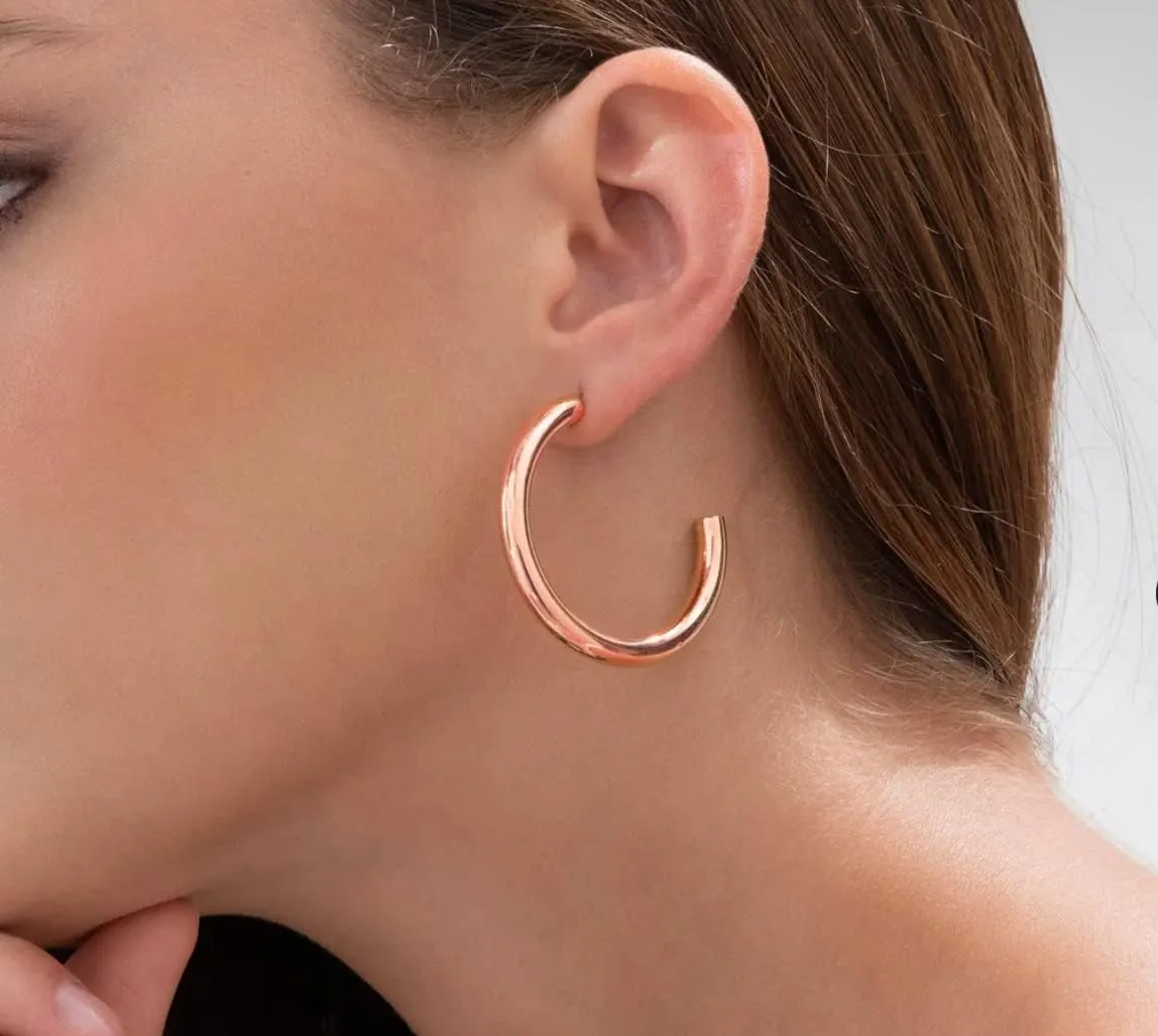 Kute Accessories- Hoop earrings - Candongas 24k gold plated. Chunky, bold, flat. Gold, Silver, Rose Gold
