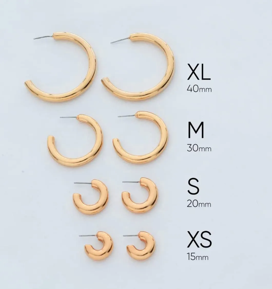Kute Accessories- Hoop earrings - Candongas 24k gold plated. Chunky, bold, flat. Gold, Silver, Rose Gold