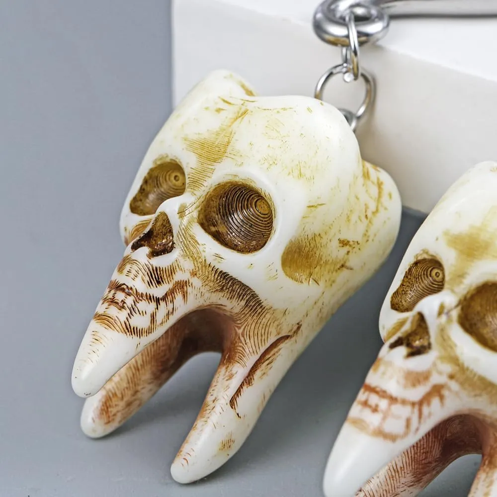 LADEMAYH 2Pcs 6g/2g/0g/00g Hooks Tunnels Plugs Gauges for Ears, Hypoallergenic Surgical 316L Stianless Steel Gothic Skull Tooth Shape Dangling Earrings for Women Men