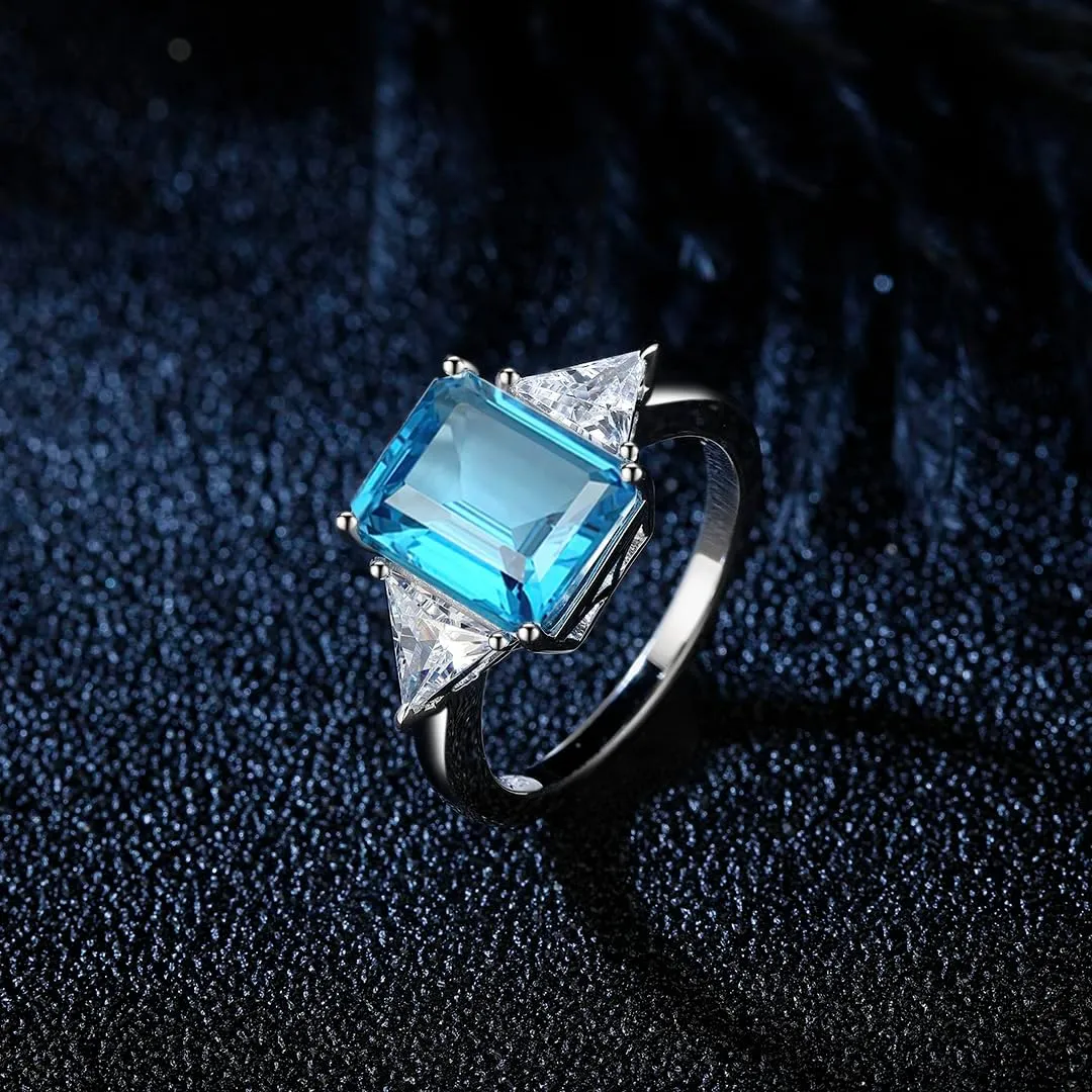 Ladies Must Have Couple Engagement Ring 925 Silver Gemstone Ring Square Birthstone Zircon Ring Exquisite