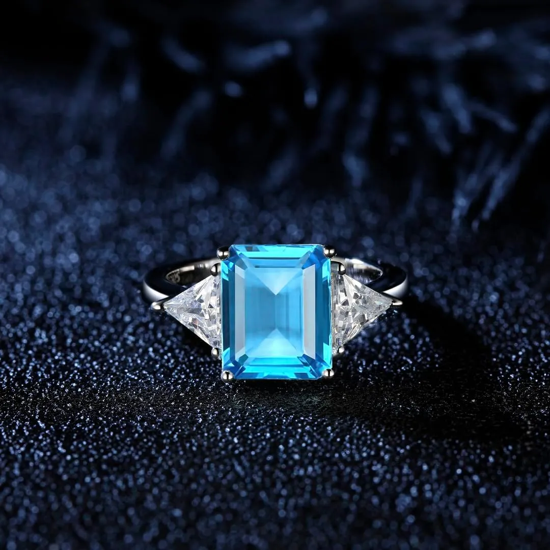 Ladies Must Have Couple Engagement Ring 925 Silver Gemstone Ring Square Birthstone Zircon Ring Exquisite