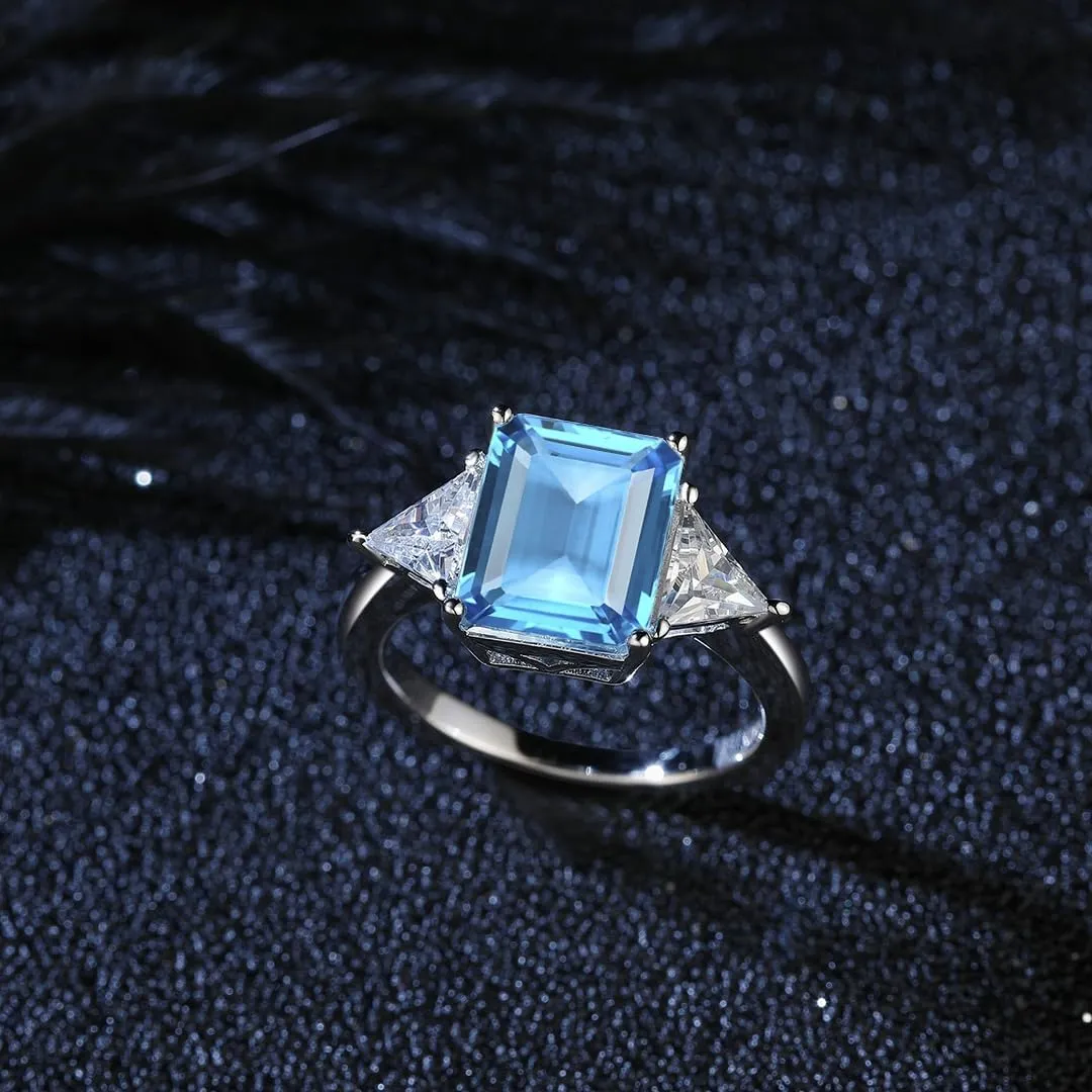 Ladies Must Have Couple Engagement Ring 925 Silver Gemstone Ring Square Birthstone Zircon Ring Exquisite